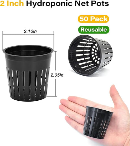 ZeeDix 2 Inch Net Pots for Hydroponics, 25 Pack Mesh Net Cups Hydroponic Baskets Plant Nursery, Reusable Heavy Duty Wide Lip Round Bucket Basket for Plants