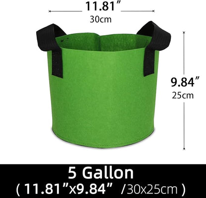 Grow Bags,Growing Pot Bags Garden Grow Bag Indoor Outdoor Fabric Aeration Plant Pot Container Flower Vegetable Pouch (Green,5 Gallon)