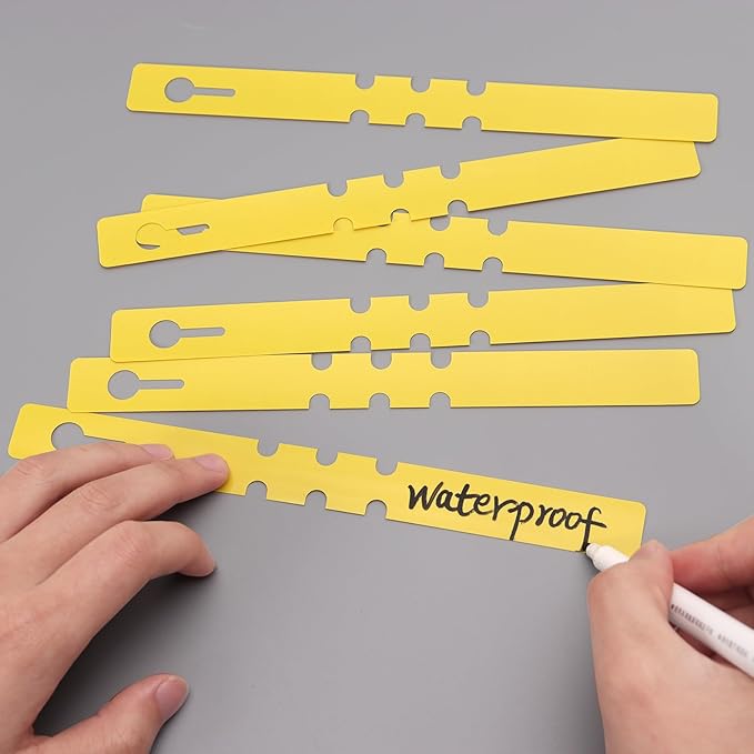 200 Pcs Plant Labels Tags, Plastic Markers Tree Tags for Outdoor, Waterproof Warp Around Hanging Name Tags for Nursery Garden (Yellow)