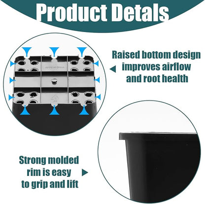 Nursery Pots 6 Inch 40 Pcs, Plastic Seed Starting Pot with Drainage Holes, Sturdy Seedling pots for Planting, Cuttings (Black)