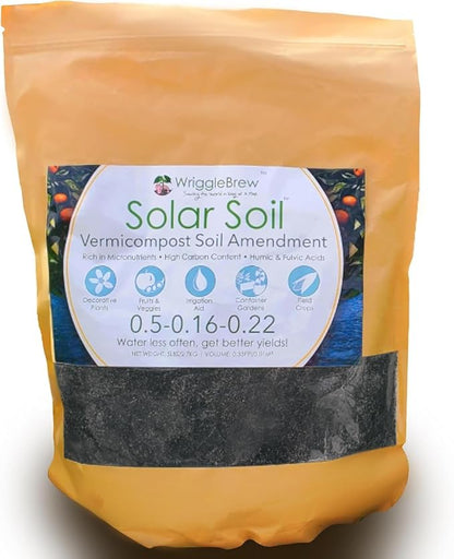 Solar Soil Vermicompost Soil Amendment from Earthworm Castings. All Purpose Plant Food and Dirt Enhancer for Gardens, Vegetables, Fruits, Houseplants. Mix with Potting Soil. (5lbs)