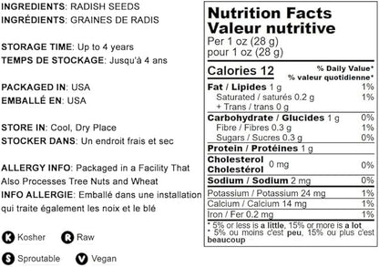 Food to Live Radish Seeds for Sprouting, 8 Ounces – Edible Seeds, Pure, Vegan, Kosher, Bulk. Rich in Vitamin C. High Germitation Rate. Grow Sprouts, and Microgreens for Salad, Sandwiches, Rolls.