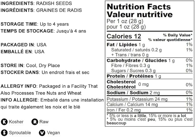 Food to Live - Radish Seeds for Sprouting, 3 Pounds Edible Seeds, Pure, Vegan, Kosher, Bulk. Rich in Vitamin C. High Germitation Rate. Grow Sprouts, and Microgreens for Salad, Sandwiches, Rolls.