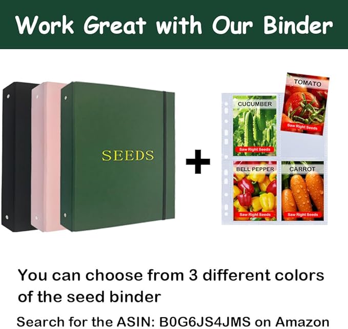 200 Pockets Seed Storage Organizer Sleeves for 3/4 Ring Binder, 50 Pack Clear Garden Seed Packet Organizer(A4), Large Top Loading Seed Holder Book Sheet Protectors, Seed Saving Sleeves