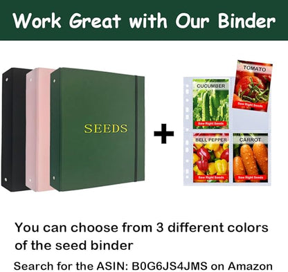 200 Pockets Seed Storage Organizer Sleeves for 3/4 Ring Binder, 50 Pack Clear Garden Seed Packet Organizer(A4), Large Top Loading Seed Holder Book Sheet Protectors, Seed Saving Sleeves
