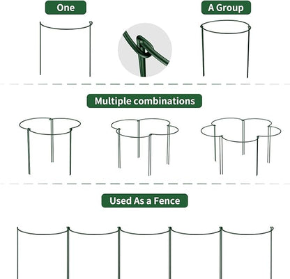 12 Pack Plant Support Stakes,4mm Thick Metal Peony Support,Plant Cage with Twist Ties and Plant Labels,15.7 Inch Plant Supports for Outdoor and Indoor Plants Peony,Tomato,Hydrangea,Rose,Vine