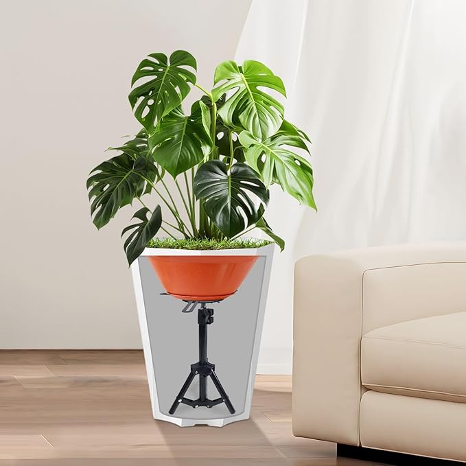 1PCS Adjustable Planter Inserts Plant risers,Tall Tapered Plant Riser Fill Bottom，Planter Fillers for Large Pots，Indoor and Outdoor （12-21" Rise，4-12" Top）