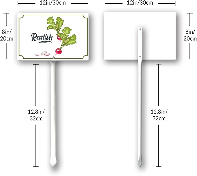 Boylee Vegetable Signs With Stake Radish Garden Signs For Vegetables Herb Garden Signs Garden Name Stakes For Plants 8x12inch Outdoor Indoor Herbs Flowers Potted Plants
