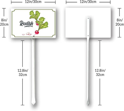 Boylee Vegetable Signs With Stake Radish Garden Signs For Vegetables Herb Garden Signs Garden Name Stakes For Plants 8x12inch Outdoor Indoor Herbs Flowers Potted Plants