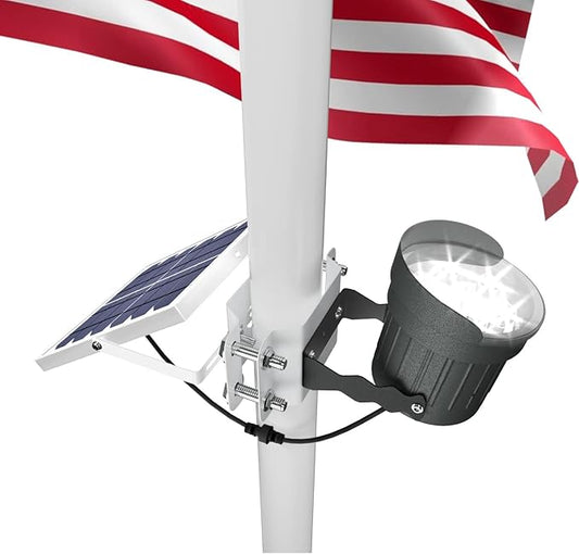 Ofuray Solar Flag Pole Light 3In1 Design, Brightest Flag Pole Light Solar Powered, 2 Brightness American Flag Coverage Led Solar Lights Outdoor Dusk to Dawn fit 1"-4" Flagpole for House Inground