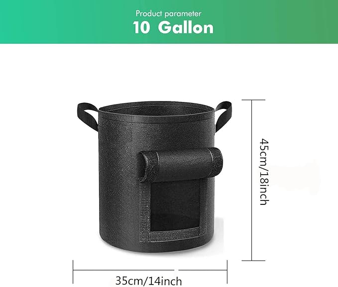 5 PCS Potato Grow Bags 10 Gallon with Flap Plant Grow Bags Garden Vegetable Planting Pots Grow Bags for Growing Potatoes Tomato and Fruits Outdoor 40cm/15.7inch Diameter 30cm/11.8inch Height