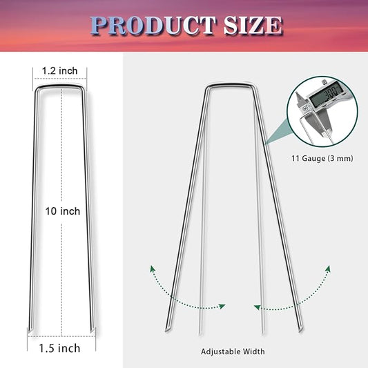 Gtongoko 120 Pack Galvanized Landscape Staples Garden Plant Cover Stakes 10 Inch 11 Gauge SOD Staples Ground Fence Stakes for Landscaping Securing Weed Barrier Fabric, Christmas Decorations