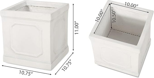 Burgos Outdoor Small Planter - Cast Stone - Antique White