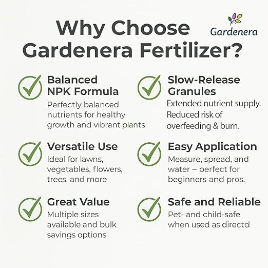 Professional 10-10-10 All-Purpose Soil Fertilizer by Gardenera - Ideal for Flowers, Plants, Vegetables, Fruit Trees and Lawns - 10 Quarts