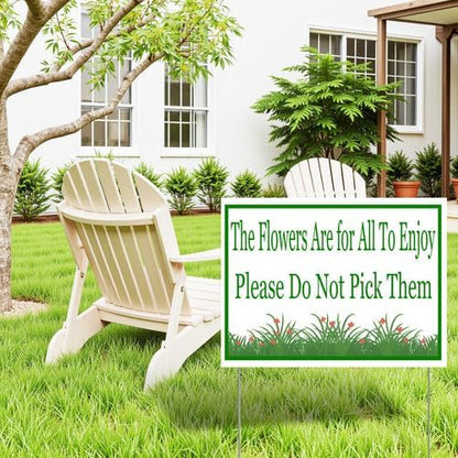 Flowers Are for All To Enjoy Do Not Pick Them Yard Sign With Stake Stand Plastic Signage Double Sided Sign Funny Garden Decor 9 x 12 Inches Sturdy Rust Free Weatherproof Outdoor Use