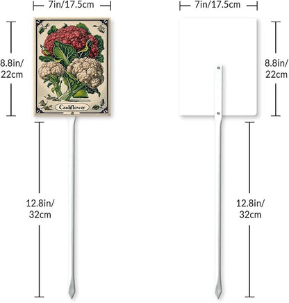 Uptell Vegetable Garden Cauliflower Yard Sign Label With Stake Plant Markers For Outdoor Plants Waterproof 7x8.8inch Nursery Garden Outdoor Sign