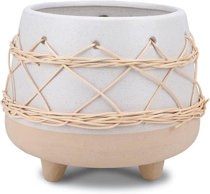 Ceramic Planter 8 Inch Plant Pots Indoor Outdoor Planter with Drainage Hole Flower Pots Plant Pot Ceramic Mid-Century