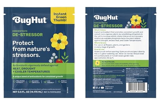 BugHut De-Stressor Plant Food - Natural Antioxidant for Healthy Growth and Protection - Liquid Antioxidant for Indoor and Outdoor Plants, Flowers, Vegetables - 0.5 oz., Makes 2 gallons