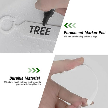Plant Labels Yuanling 100Pcs Plastic Waterproof Plant Tree Tags Nursery Garden Markers for Indoor Outdoor Gardening Plants Vegetables Flowers Potted (White Color with 1 Marker Pen)