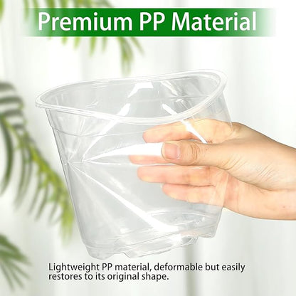 24 Pack 10/8/6 Inch Large Clear Nursery Pots with Drainage Hole, Plastic Plant Pots for Seedlings Flowers Succulents Vegetable, Indoor Outdoor Gardening (6/8/10 Inch-24Pack)