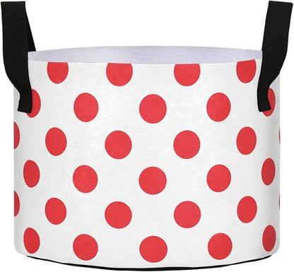 J JOYSAY Polka Dot Red White Plant Grow Bags 10 Gallon Fabric Pots Heavy Duty Thickened Fabric Plant Pots with Handles for Potato Tomato Chili Carrot