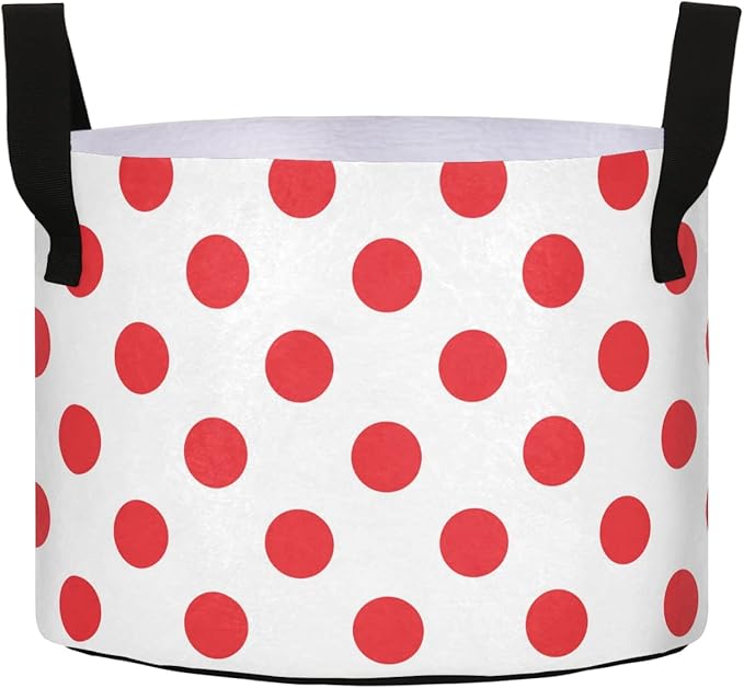 J JOYSAY Polka Dot Red White Plant Grow Bags 7 Gallon Plant Pots Heavy Duty Thickened Garden Pots with Handles for Potato Tomato Vegetables