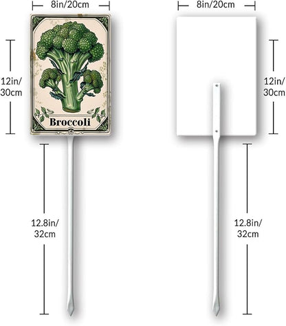 Uptell Vegetable Garden Broccoli Yard Sign Label With Stake Plant Markers For Outdoor Plants Waterproof 8x12inch Nursery Garden Outdoor Sign