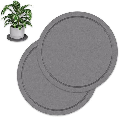 Plant Saucer for Indoors, 2 Pack 12 Inch, Instantly Dry Diatomaceous Earth Plant Trays, Stone Plant Pot Saucers Drip & Drainage Tray, Gray