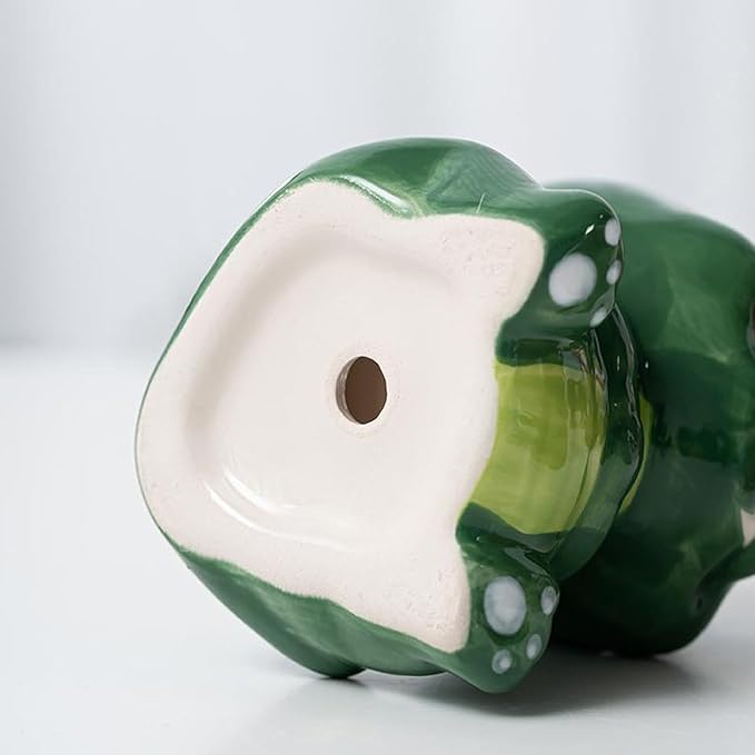 DIYOMR Cute Animals Planter, Mini Ceramic Cartoon Animal Shaped Succulent Flower Pot Indoor Air Plants Holder, Smooth Shiny Decorative Flower Cactus Planter - Plants Not Included (Cow)