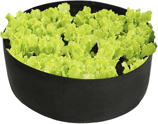 Round Fabric Garden Plant Bed,50 Gallon Garden Fabric Grow Bag,Garden Vegetable Bed Planting Container Planter for Plants, Flowers, Vegetables (Black, 15 Gallon)