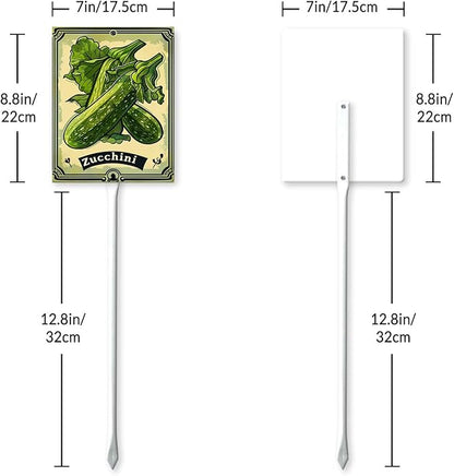 Uptell Vegetable Garden Zucchini Yard Sign Label With Stake Plant Markers For Outdoor Plants Waterproof 7x8.8inch Nursery Garden Outdoor Sign