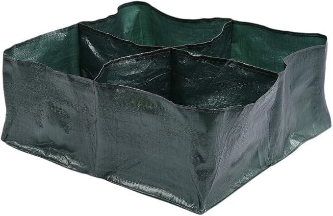 Firlar Raised Garden Bed, Raised Bed, 4 Divided Grids Square Garden Grow Bags Planter Box for Plants, Herb, Flowers and Vegetables