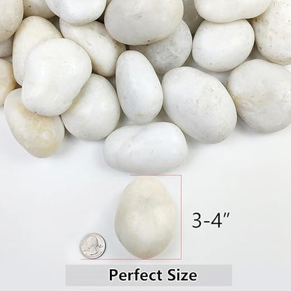 40lbs Large River Rocks for Landscaping, 3-4" White Pebbles for Garden Design, Hand-Picked Smooth Stones for Fish Tank, Flower Pots, Indoor Water Fountains, Pathways, Backyard