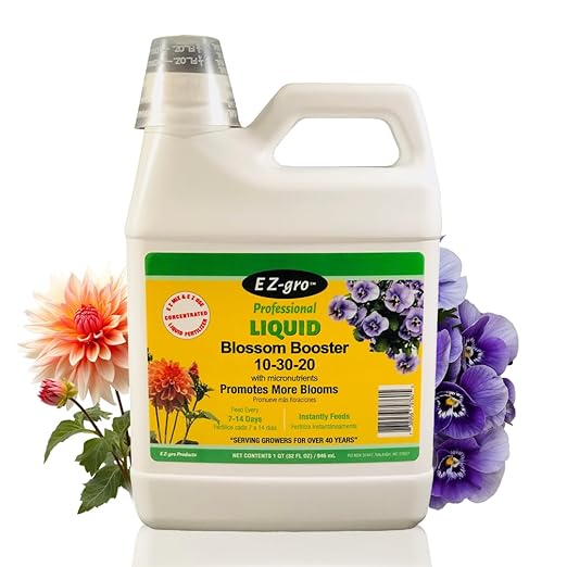 EZ-GRO 10-30-20 Blossom Booster Fertilizer - Liquid Plant Food - Plant Fertilizer is Specially Made for Blooms -1 QT