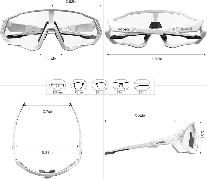 KAPVOE Photochromic Cycling Glasses Men Women Mountain Bike Sunglasses Clear MTB Bicycle Riding - K9408