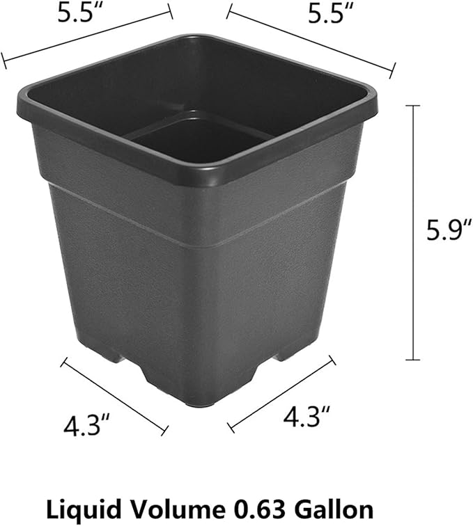 Square Nursery Pots Plant Pots Grow Pots Nursery Container for Planting Soil Plants 0.63 Gallon 10Pcs