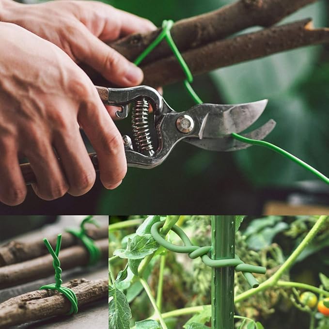 Shintop Plant Ties, 2PCS Reusable 3.5mm Garden Twist Tie Heavy Duty Soft Plant Wire for Gardening, Home, Office (Green, 52.5 feet)