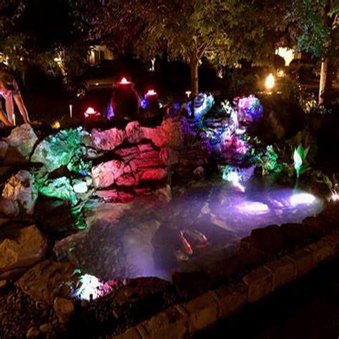 LED Pond Light with Remote Control, 6W Stainless Steel RGB Underwater Fountain Light with 12V Transformer, IP68 Waterproof Outdoor Submersible Landscape Lights for Waterfall Pond, Garden, Courtyard