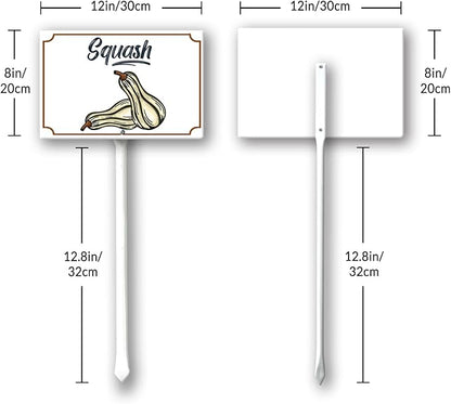 Boylee 8x12inch Aluminum Garden Signs for Vegetables, Squash, Herbs & Flowers with Stake & Mounting Hardware