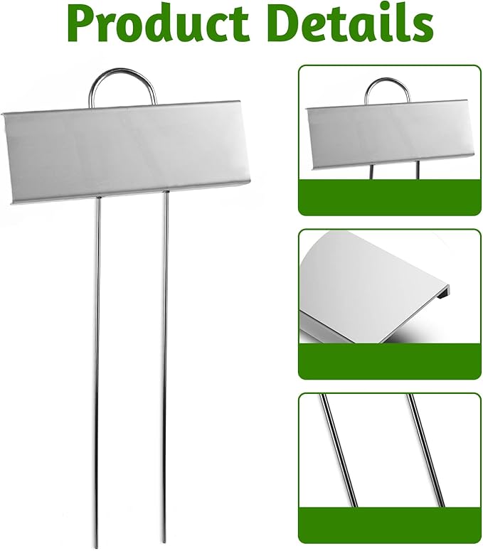 20 PCS Metal Plant Labels for Outdoor Garden Weatherproof, Reusable Metal Plant Markers, for Plants Herb Seedlings Flowers (Silver)