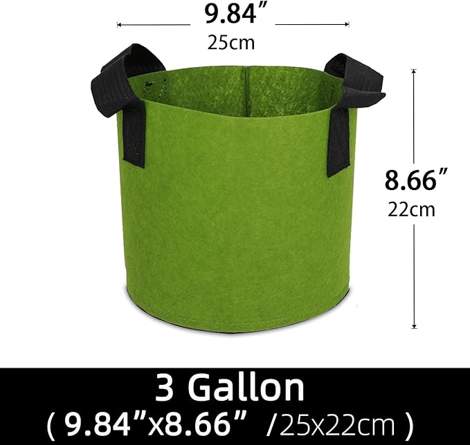 Grow Bags,Growing Pot Bags Garden Grow Bag Indoor Outdoor Fabric Aeration Plant Pot Container Flower Vegetable Pouch (Army Green,3 Gallon)