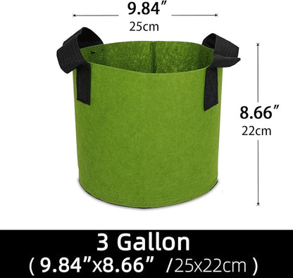 Grow Bags,Growing Pot Bags Garden Grow Bag Indoor Outdoor Fabric Aeration Plant Pot Container Flower Vegetable Pouch (Army Green,3 Gallon)