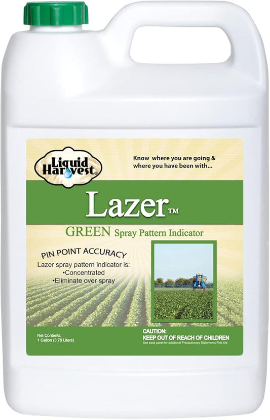 Liquid Harvest Lazer Green Concentrated Spray Pattern Indicator - 1 Gallon (128 Ounces) - Perfect Weed Spray Dye, Herbicide Dye, Fertilizer Marking Dye, Turf Marker and Herbicide Marker