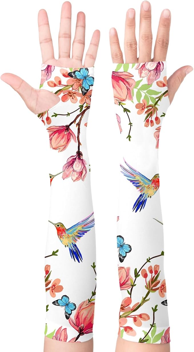 Garden Sleeves for Women Boho Gardening Sleeves with Thumb Holes UV Sun Protection Arm Sleeves for Women