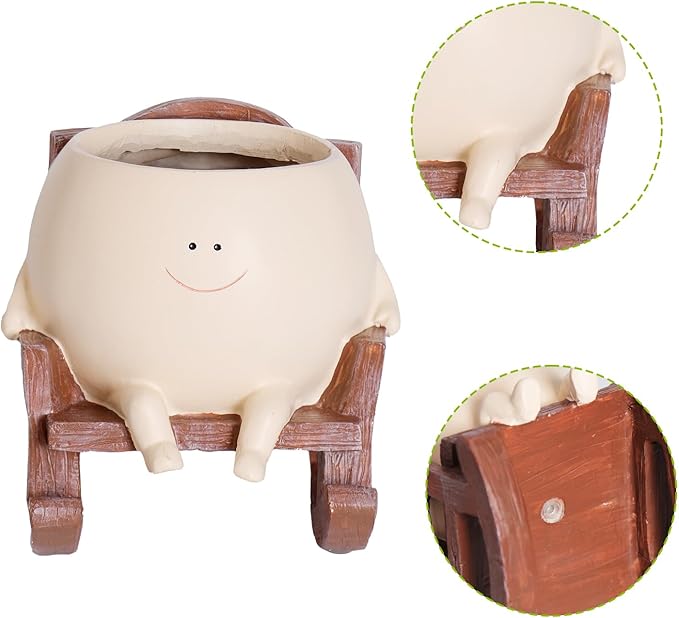 NINIPAPA Cute Plant Pots Smiley Face Planter Funny Flower Pot, Rocking Chair Large Face Pot for Indoor Plants, Unique Head Planters Plant Lover Gifts on Mother's Day Birthday