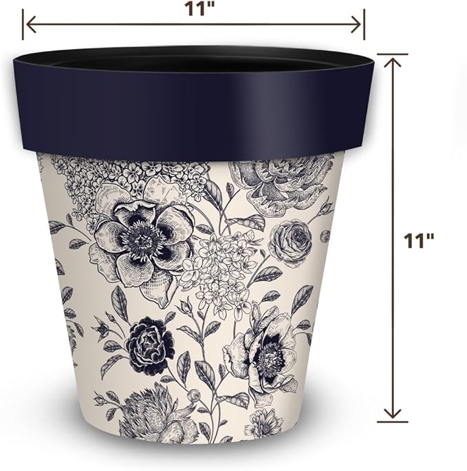 Briarwood Lane Woodcut Floral Medium Planter
