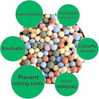 2LBS Natural Organic Colorful Leca Balls for Plants, 5mm-8mm Ceramsite Clay Pebbles Indoor Potting Garden Soil for Orchid, Succulents, Hydroponics, Decoration, Drainage, Top-Dressing Rocks
