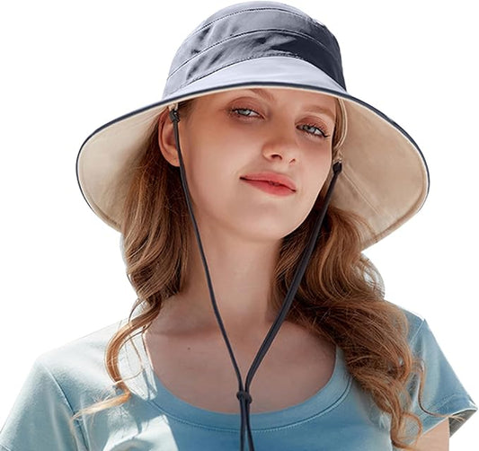 Peicees Wide Brim Sun Hats for Women Reversible Bucket Hat UV Sun Protection Hat UPF 50+ for Beach Travel Hiking Gardening
