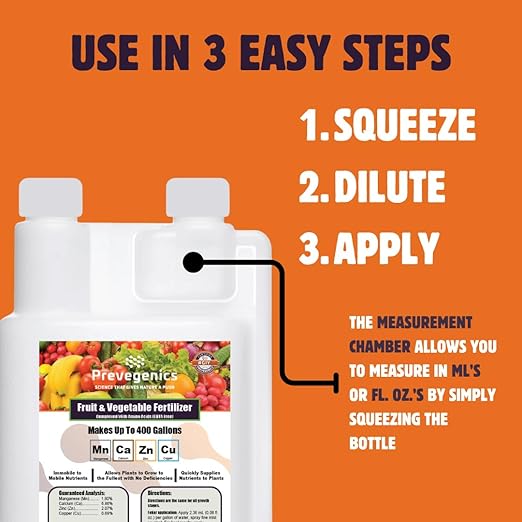Grow Bigger Fruits & Vegetables (32 fl. oz.) | Liquid Fertilizer with Calcium, Zinc, Manganese & Copper | Strengthens Plants, Enhances Yield | Garden-Ready Micronutrient Formula