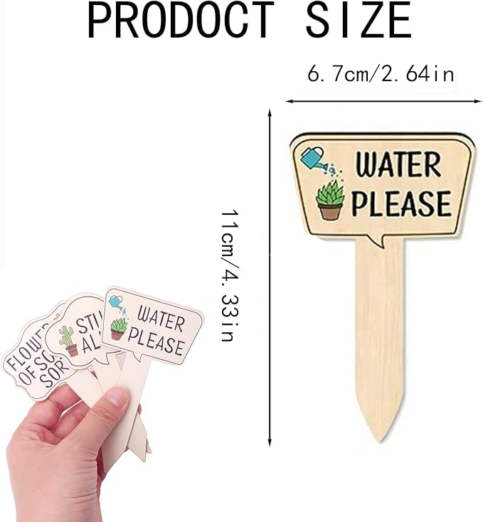 15 Pcs Garden Plant Markers, Wooden Plant Labels Tab Funny Plant Signs with Stake, Interesting Words Garden Tags Labels for Outdoor Indoor Patio Supplies Stakes for Potted Novelty Gifts